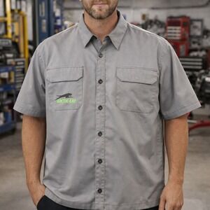 Arctic Cat Shirt Men 3XL Mechanic Garage Workwear Button Up Short Sleeve Gray